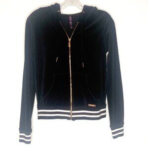 Betsey Johnson Velour Black Zip Up Jacket Women’s Size XS